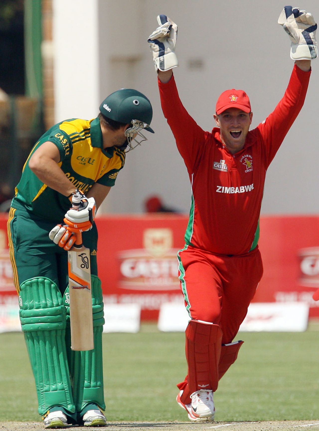 Rilee Rossouw departed for a duck, Zimbabwe v South Africa, tri-series, Harare, August 29, 2014