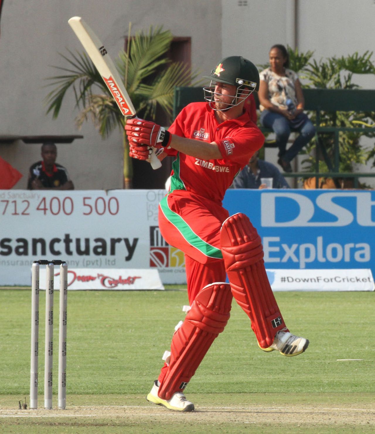 Sean Williams targets the leg side, Zimbabwe v South Africa, tri-series, Harare, August 29, 2014