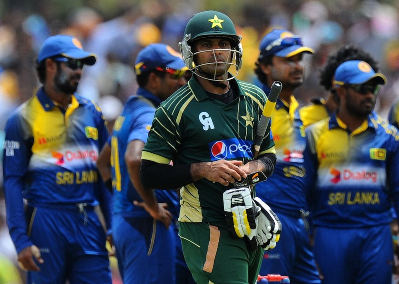 Mohammad Hafeez was dismissed for 1, Sri Lanka v Pakistan, 3rd ODI, Dambulla, August 30, 2014