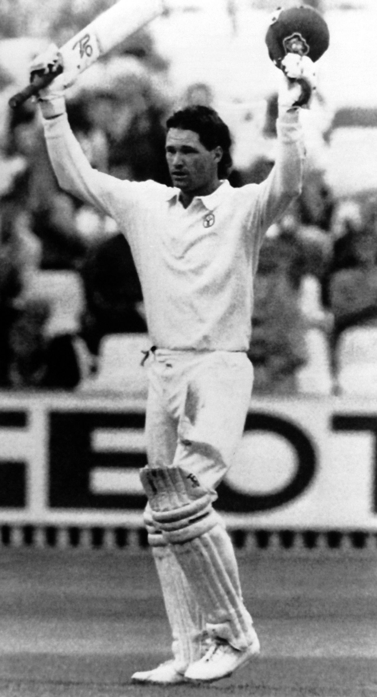 Dean Jones celebrates his century, England v Australia, 3rd Test, Edgbaston, 2nd day, July 7, 1989