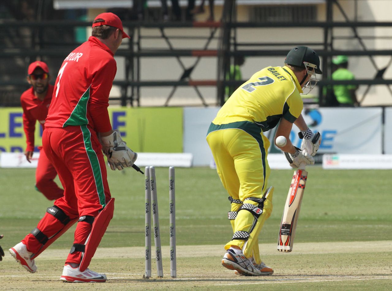 George Bailey was bowled by Sean Williams, Zimbabwe v Australia, tri-series, Harare, August 31, 2014