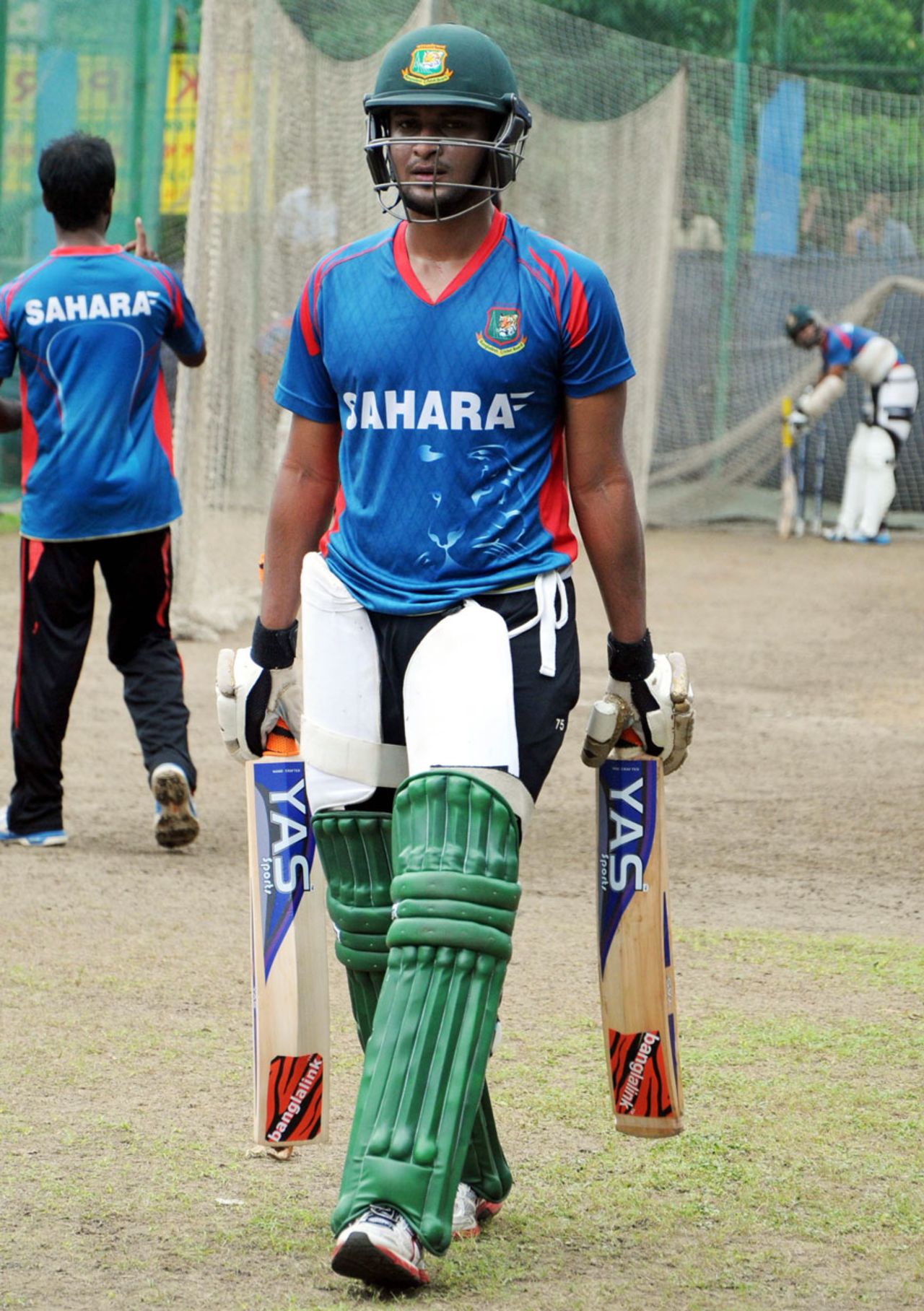 Shakib Al Hasan attends a training session at the Shere Bangla National Stadium, Mirpur, August 31, 2014