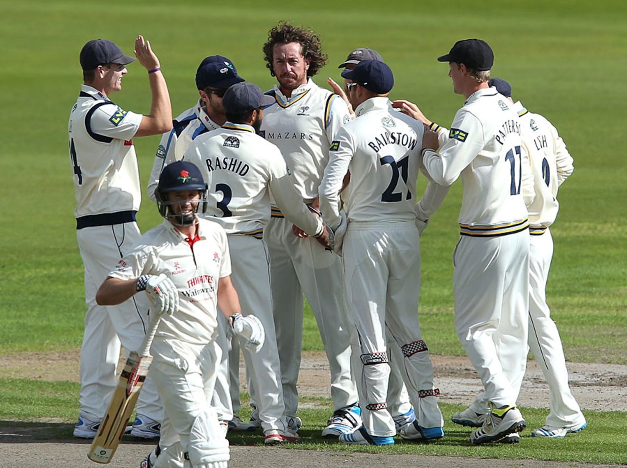 Ryan Sidebottom picked up two wickets in the opening over of the Roses clash, Lancashire v Yorkshire, County Championship, Division One, Old Trafford, August 31, 2014
