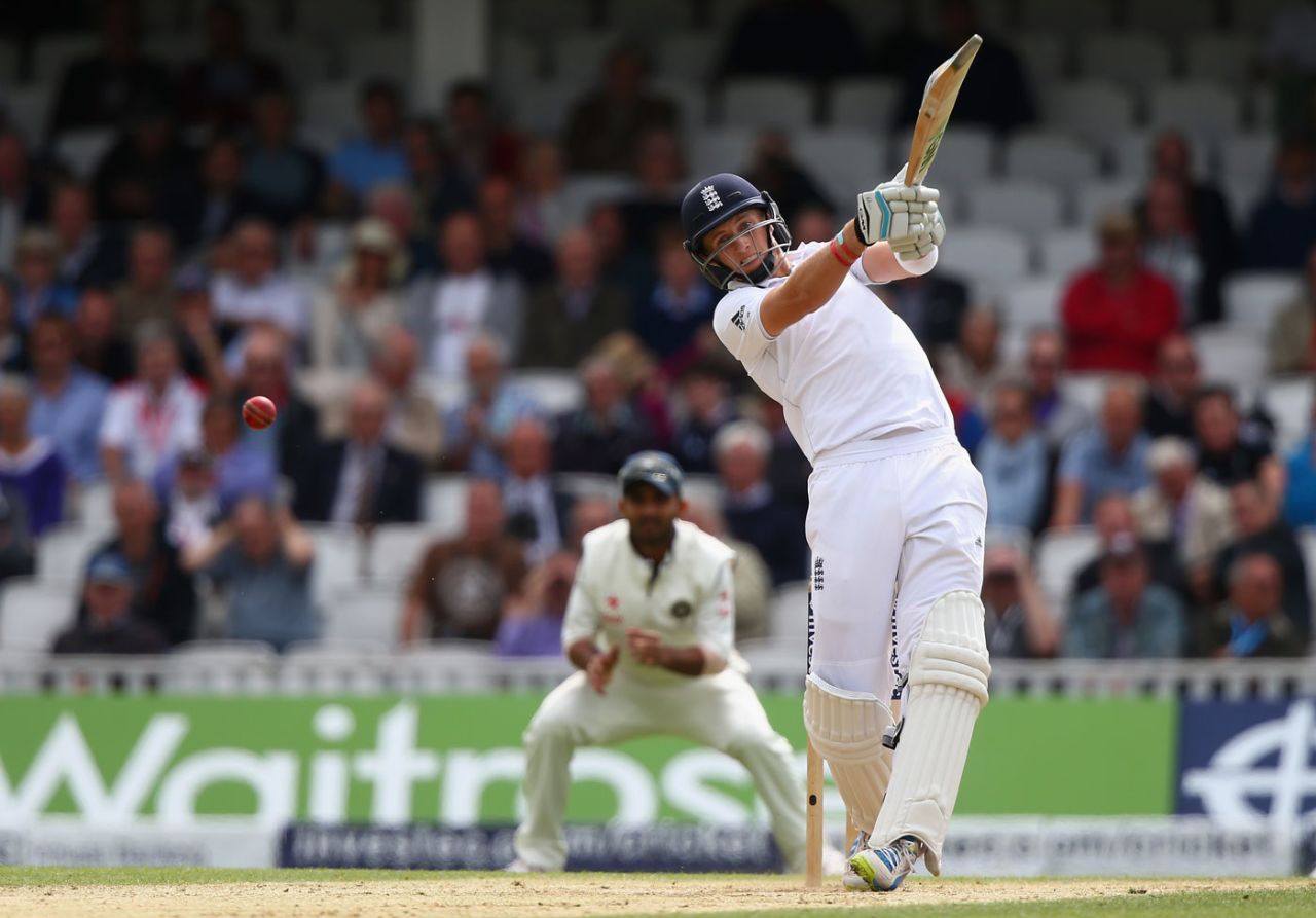 Joe Root hits out, England v India, 5th Investec Test, The Oval, 3rd day, August 17, 2014