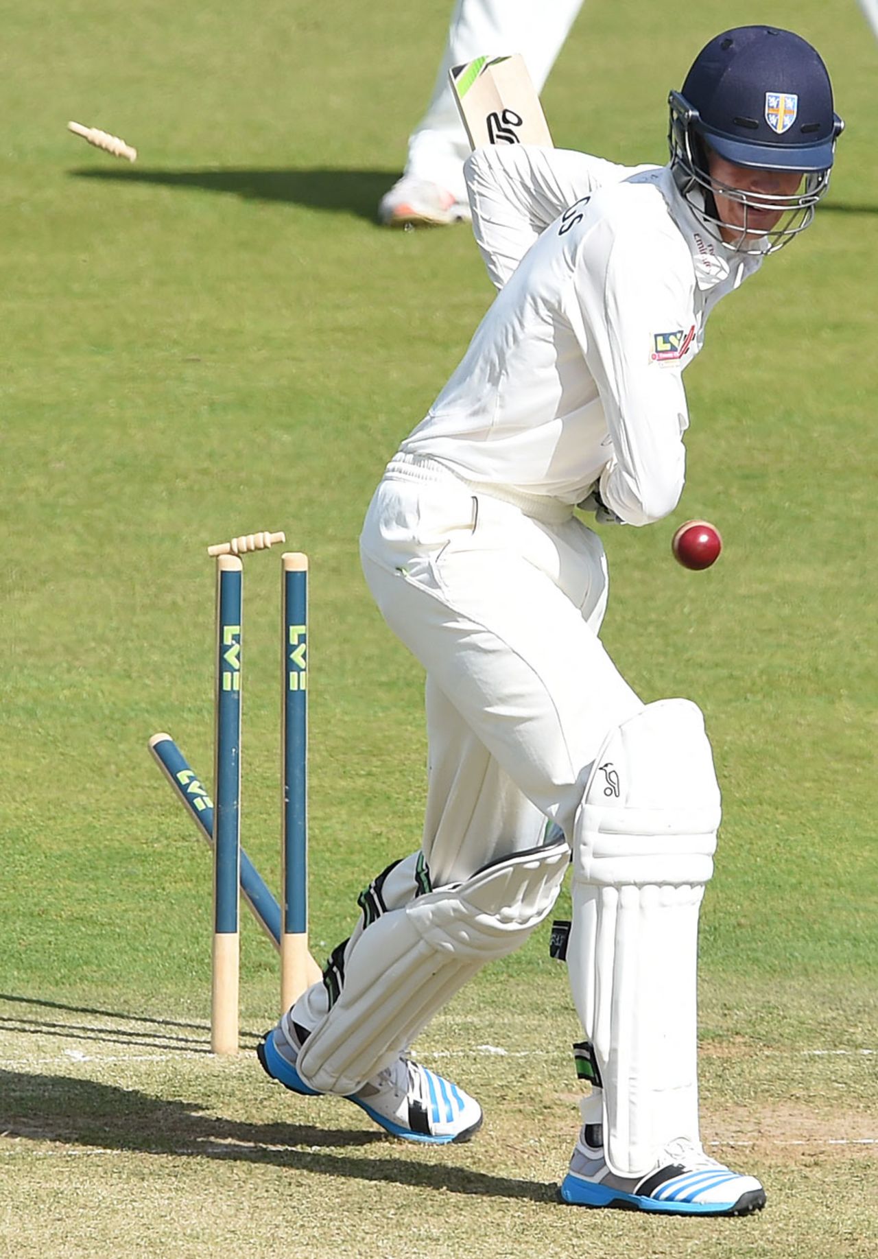 Dodgy leave: Keaton Jennings loses his off stump, Durham v Nottinghamshire, County Championship, Division One, Chester-le-Street, August 31, 2014