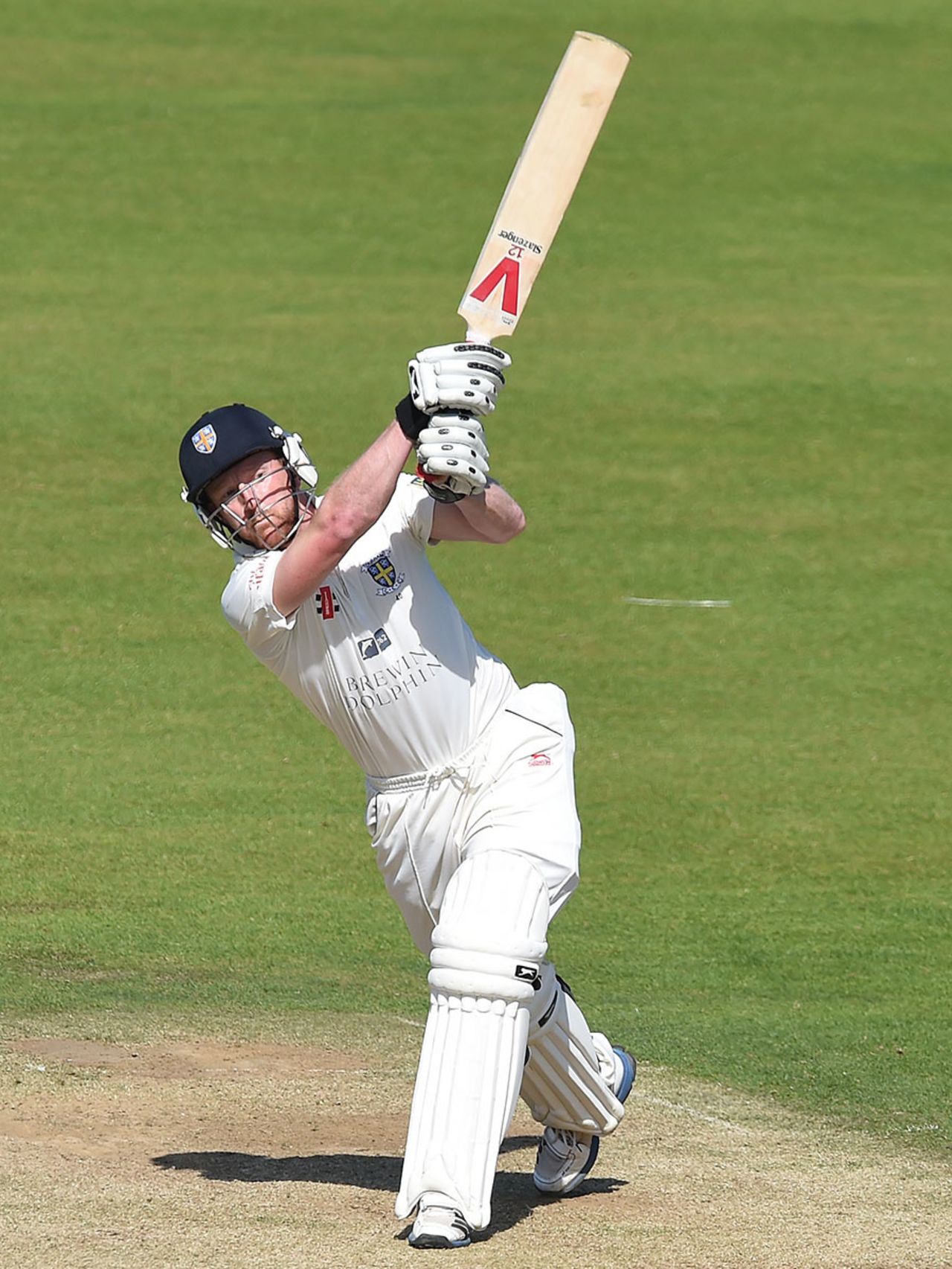 Paul Collingwood drives en route to a vital century, Durham v Nottinghamshire, County Championship Division One, Chester-le-Street, 3rd day, September 2, 2014