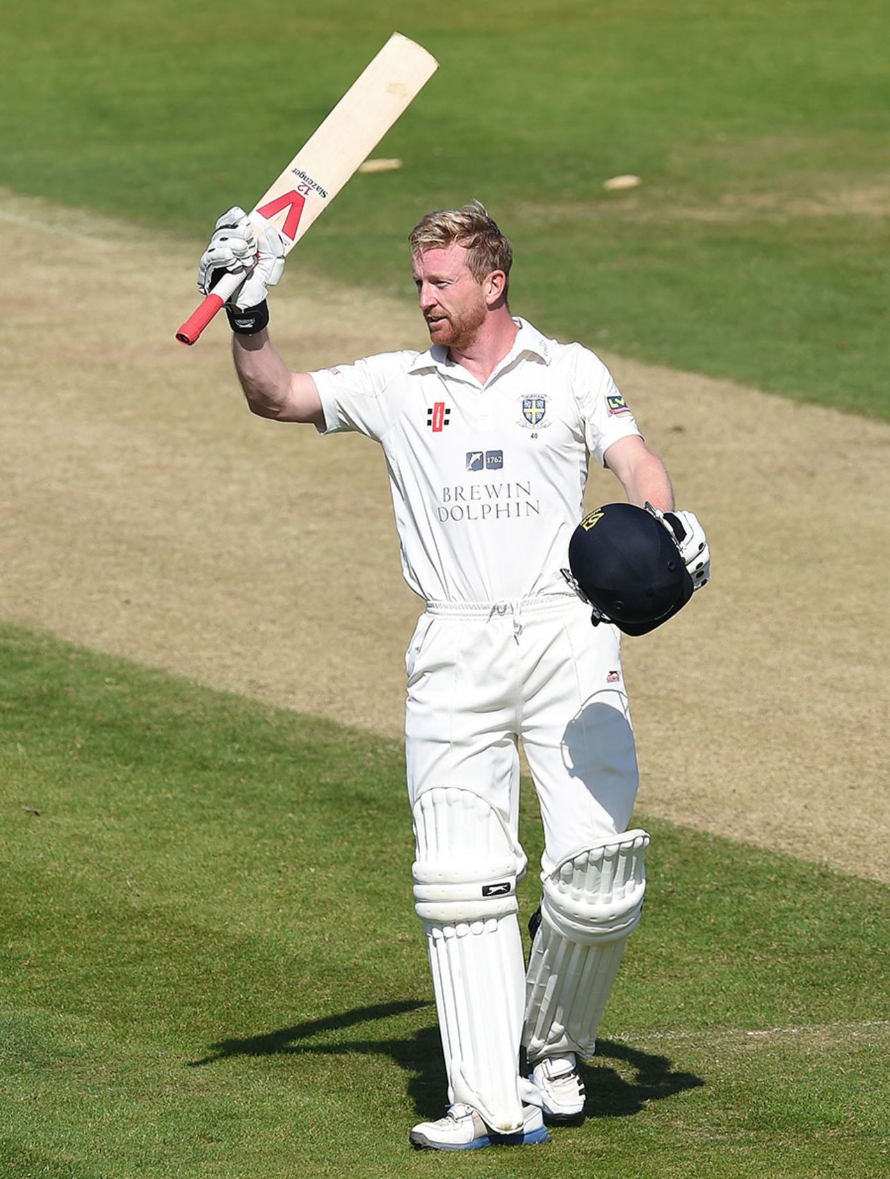 Paul Collingwood celebrates another hundred at just the right time for his side, Durham v Nottinghamshire, County Championship Division One, Chester-le-Street, 3rd day, September 2, 2014