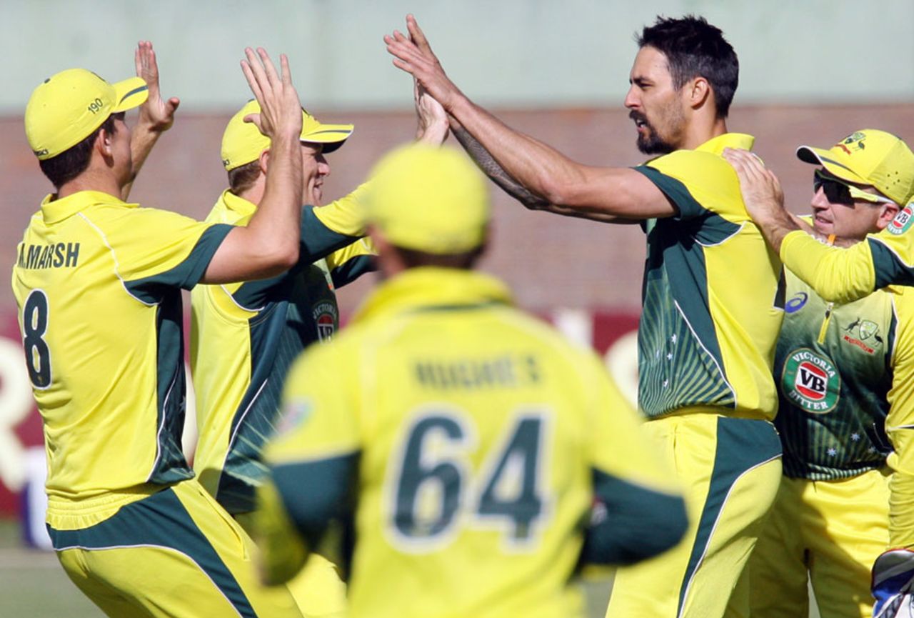 Mitchell Johnson finished with 2 for 30, Australia v South Africa, tri-series, Harare, September 2, 2014