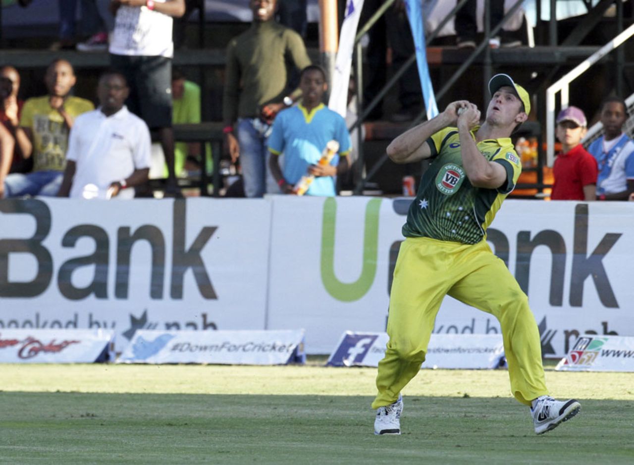 Mitchell Marsh takes the catch to dismiss Imran Tahir, Australia v South Africa, tri-series, Harare, September 2, 2014