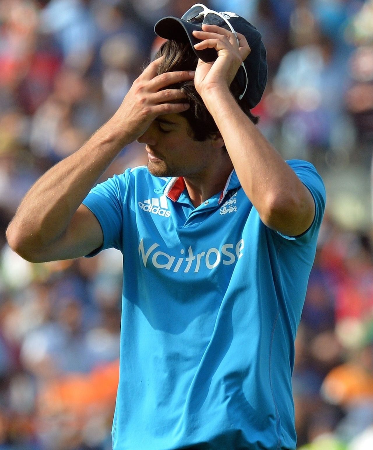 A disappointed Alastair Cook walks back after the loss, England v India, 4th ODI, Edgbaston, September 2, 2014