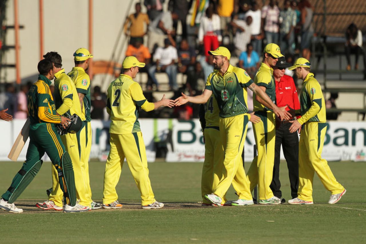 Australia's 62-run win sealed their berth in the tri-series final, Australia v South Africa, tri-series, Harare, September 2, 2014