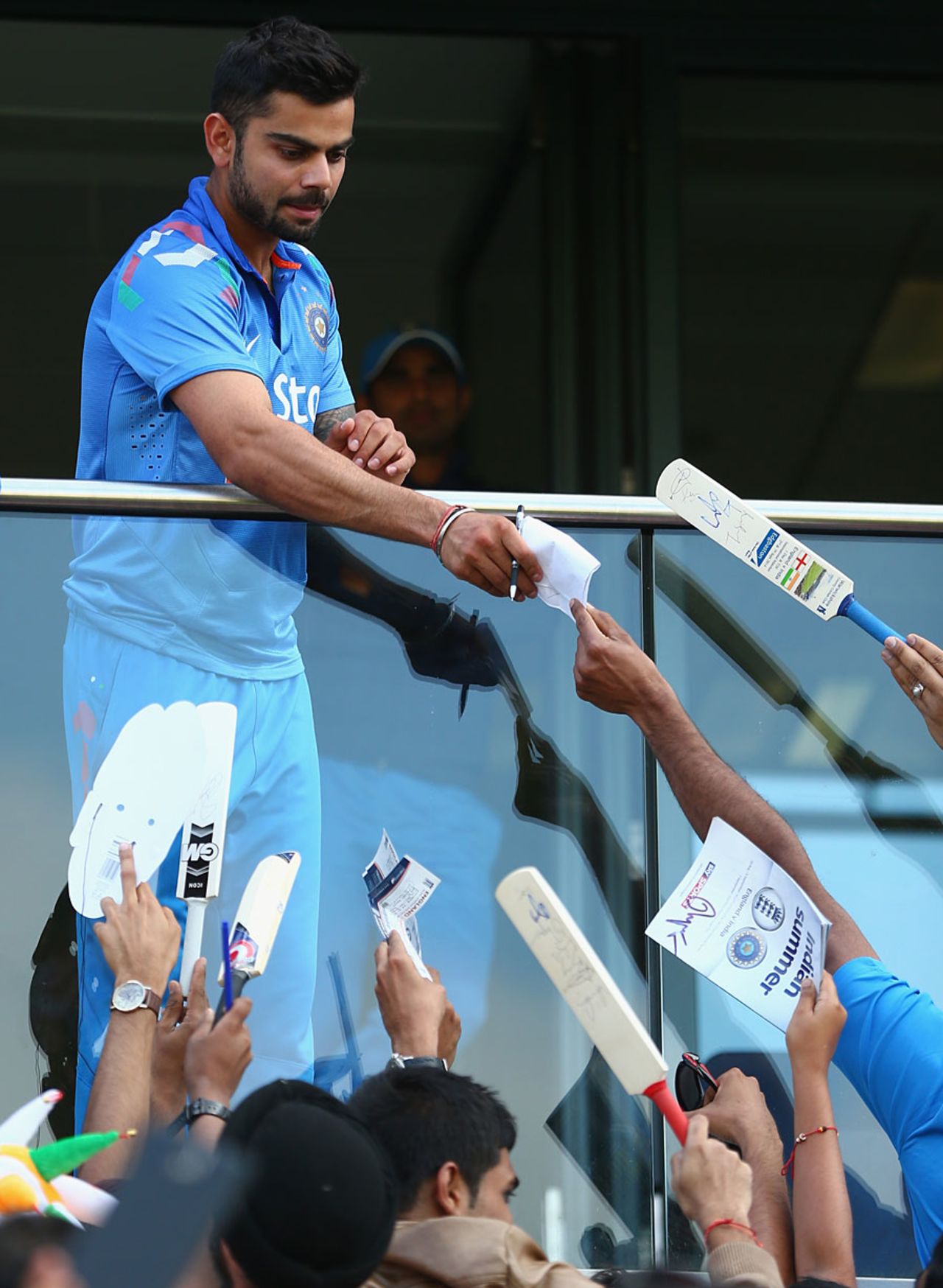 Virat Kohli signs autographs, England v India, 4th ODI, Edgbaston, September 2, 2014