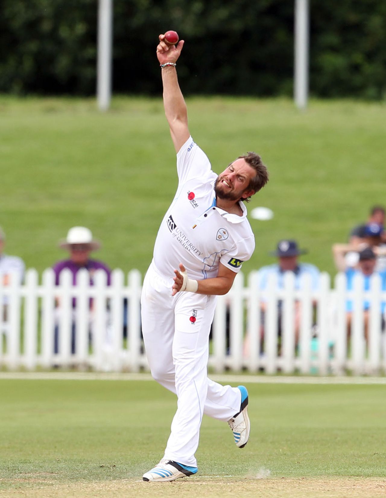 Wes Durston was fine to bowl despite a left hand injury, Derby, July 2, 2014