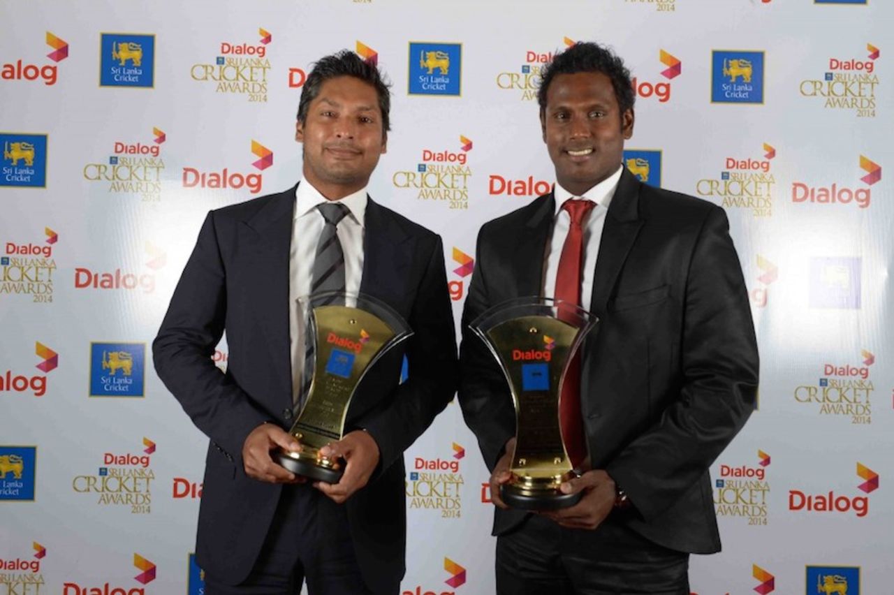 Kumar Sangakkara and Angelo Mathews shared the Best Batsman Award for Tests, Colombo, September 3, 2014