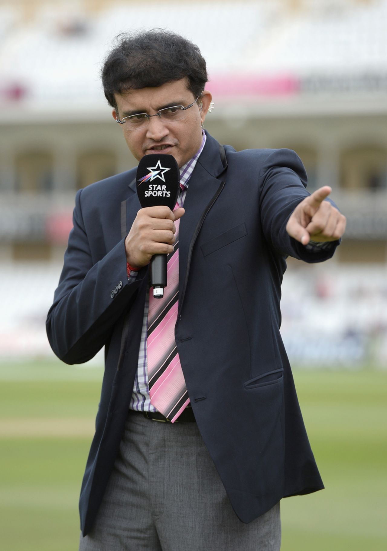 Sourav Ganguly speaks on TV ahead of day three, first Test, England v India, Trent Bridge, July 11, 2014