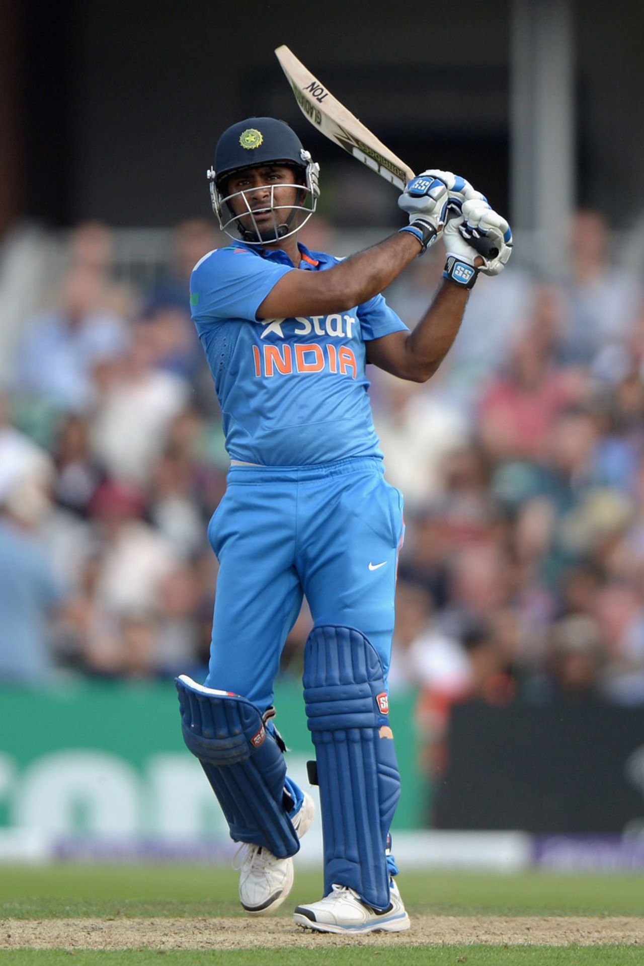 Ambati Rayudu pulls on his way to a half-century, England v India, 5th ODI, Headingley, September 5, 2014