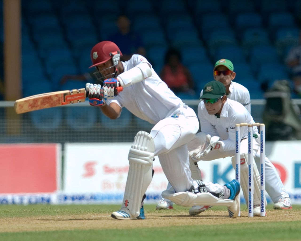 Kraigg Brathwaite drives, West Indies v Bangladesh, 1st Test, St Vincent, 1st day, September 5, 2014