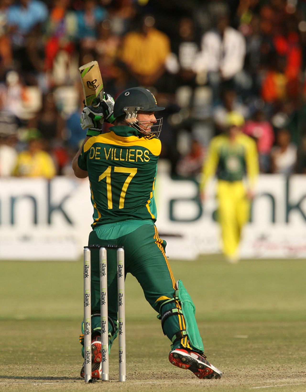 AB de Villiers plays a square-cut, Australia v South Africa, tri-series final, Harare, September 6, 2014