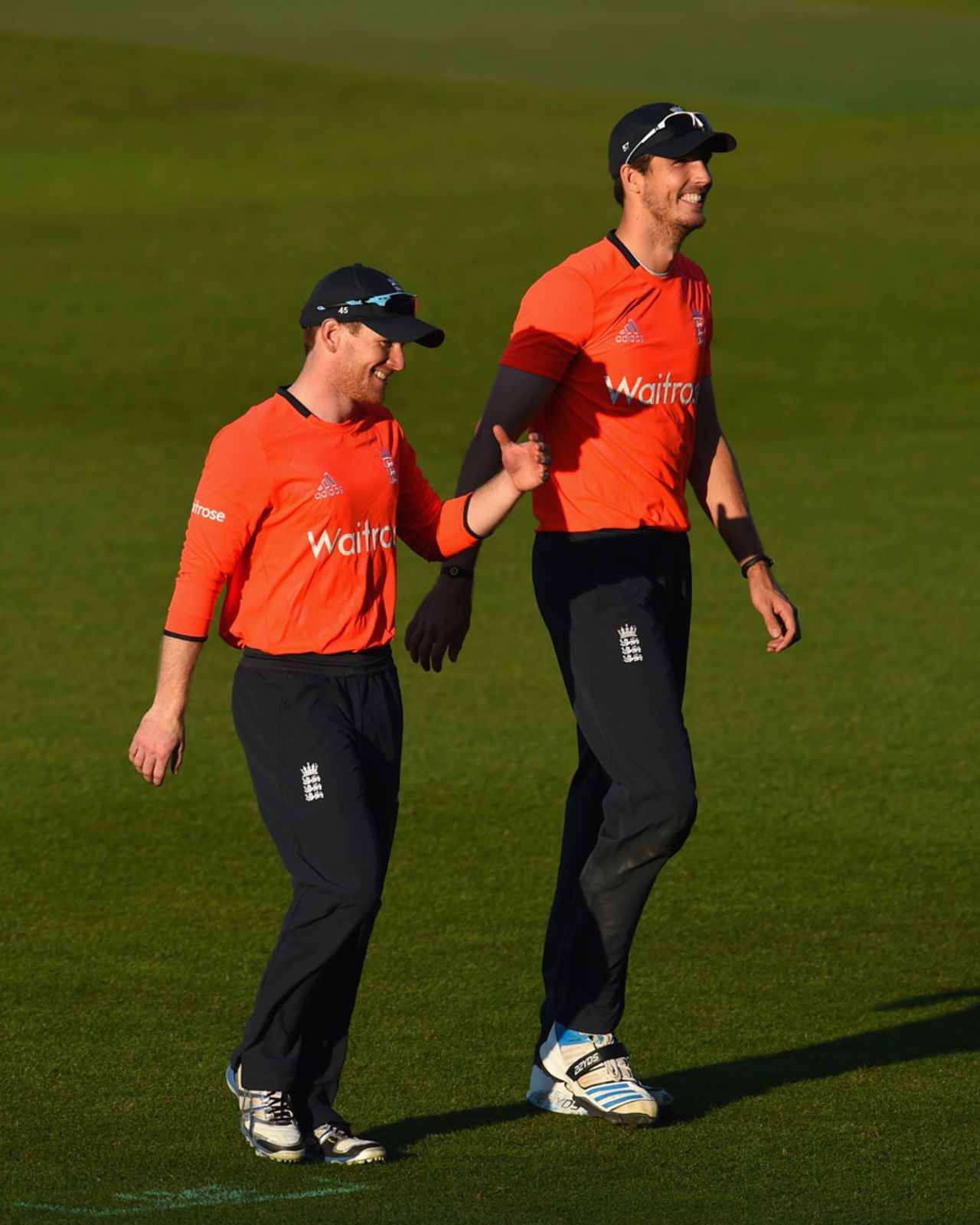Eoin Morgan and Steven Finn reflect on a narrow victory, England v India, only T20, Edgbaston, September 7, 2014