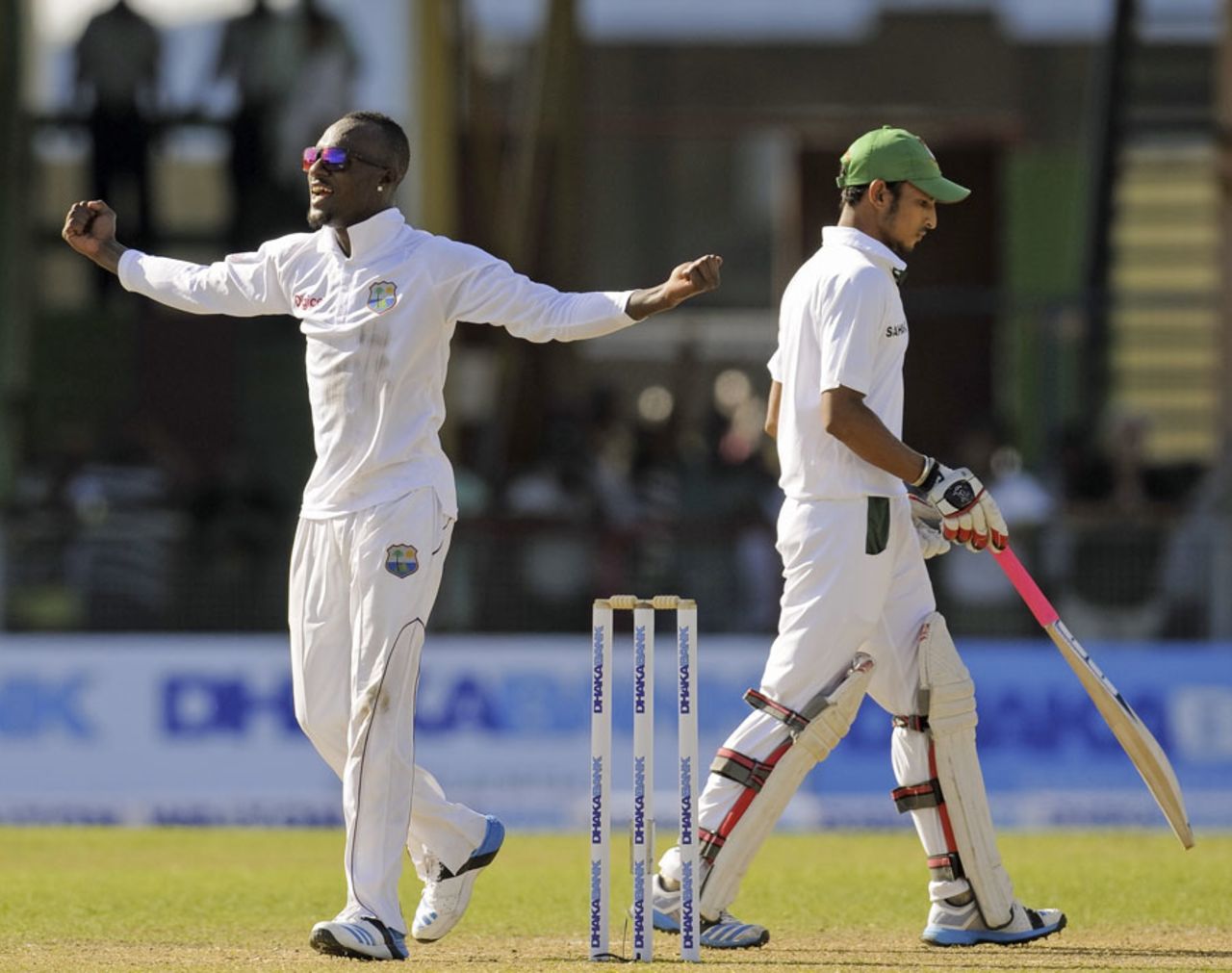 Jermaine Blackwood celebrates after dismissing Nasir Hossain, West Indies v Bangladesh, 1st Test, St Vincent, 3rd day, September 7, 2014