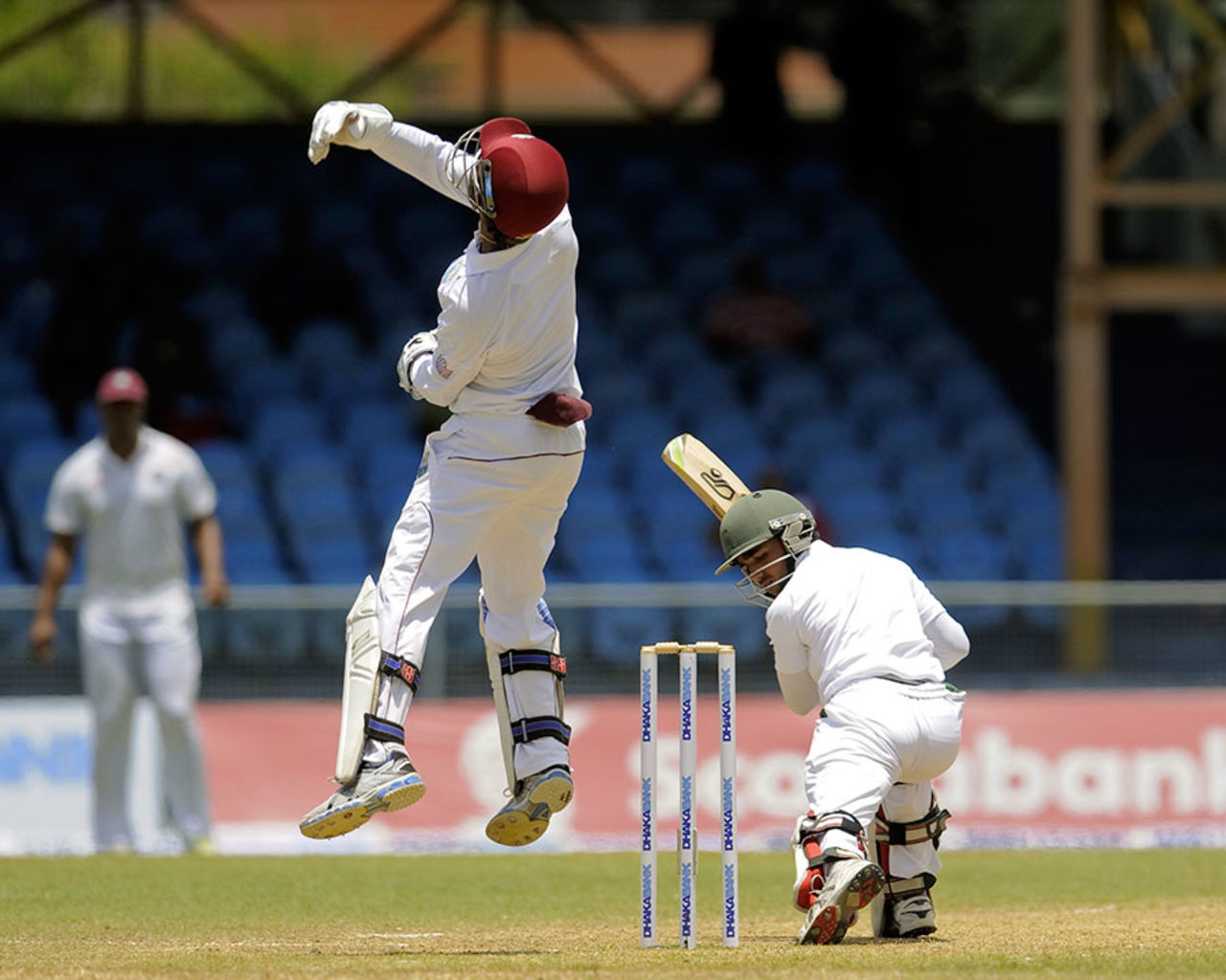 Denesh Ramdin exults after catching Mominul Haque behind the stumps, West Indies v Bangladesh, 1st Test, St. Vincent, 4th day, September 8, 2014