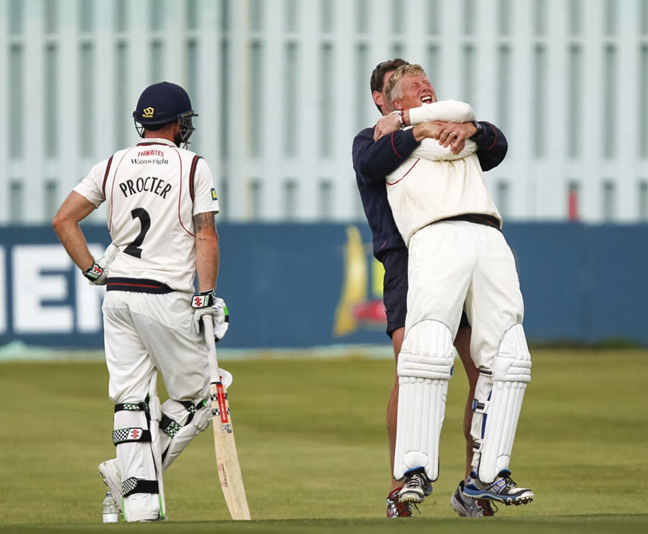 Glen Chapple gets treatment on his back, Sussex v Lancashire, County Championship, Division One, Hove, September 9, 2014