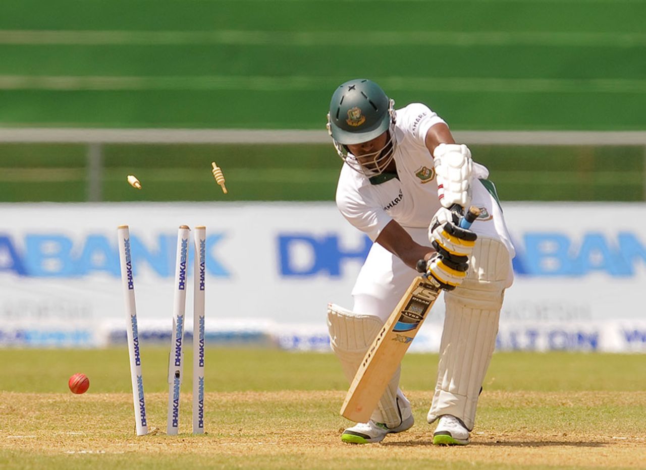 Rubel Hossain was bowled for a duck, West Indies v Bangladesh, 1st Test, St. Vincent, 5th day, September 9, 2014