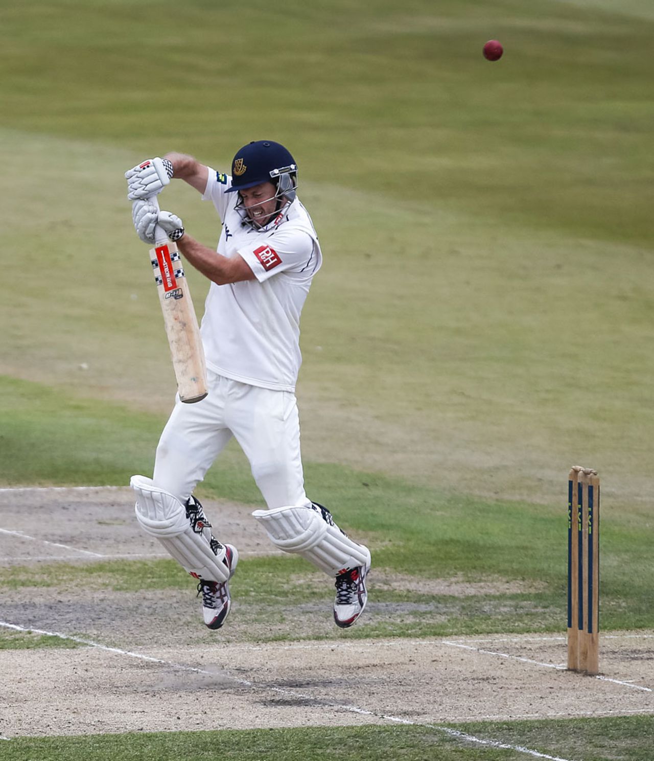Ed Joyce fends off a short delivery, Sussex v Lancashire, County Championship, Division One, Hove, September 10, 2014