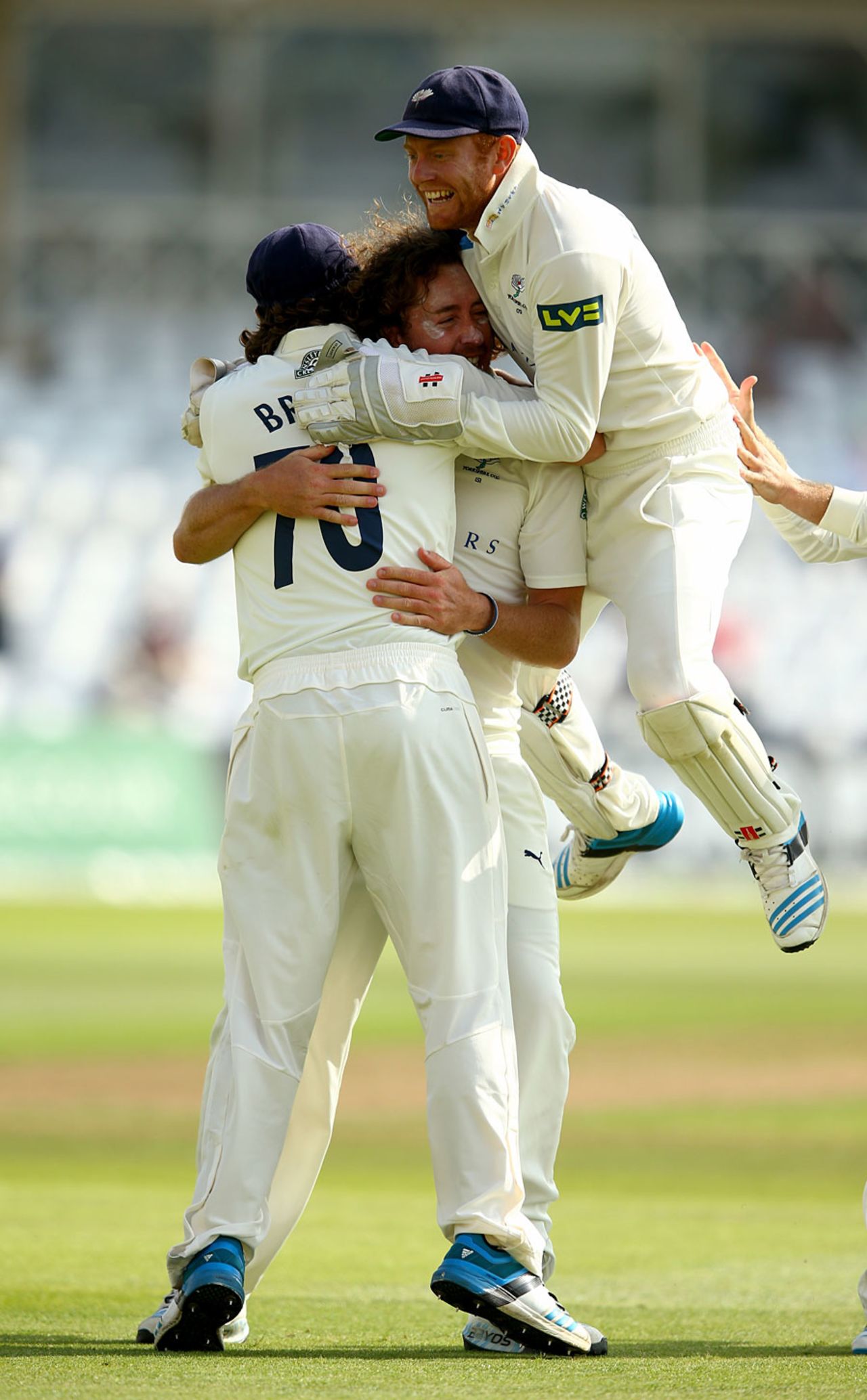 Yorkshire celebrate another wicket, Nottinghamshire v Yorkshire, County Championship, Division One, Trent Bridge, September 11, 2014