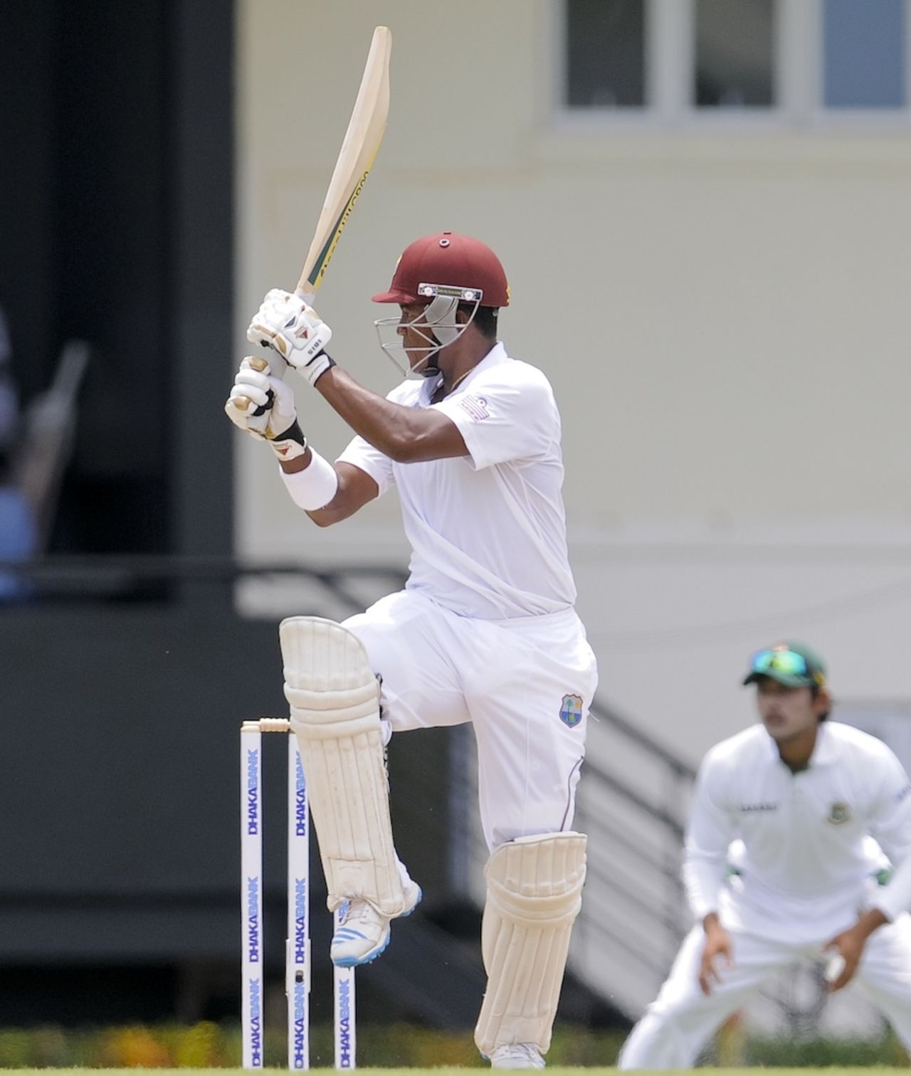 Leon Johnson pulls, West Indies v Bangladesh, 2nd Test, St Lucia, 1st day, September 13, 2014