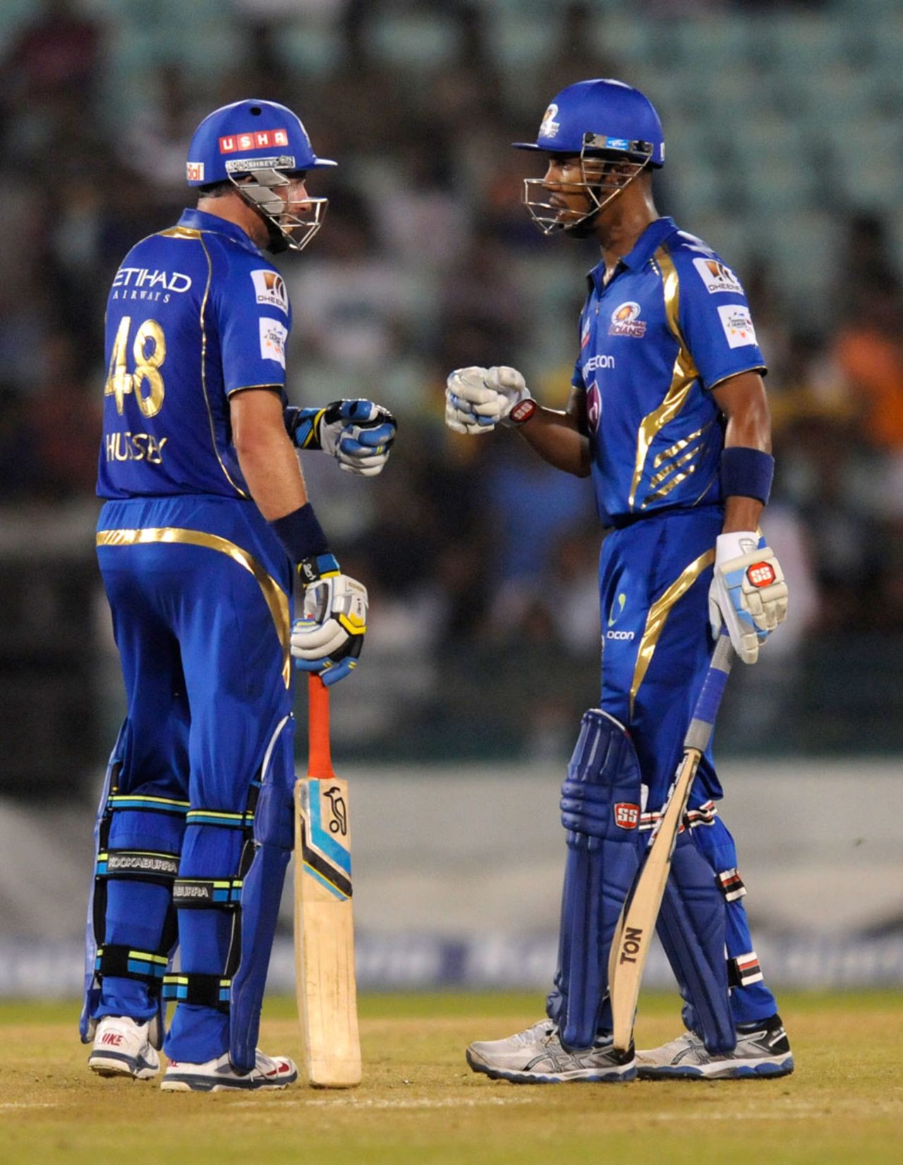 Michael Hussey and Lendl Simmons added 139 runs for the first wicket, Mumbai Indians v Southern Express, CLT20, Raipur, September 14, 2014