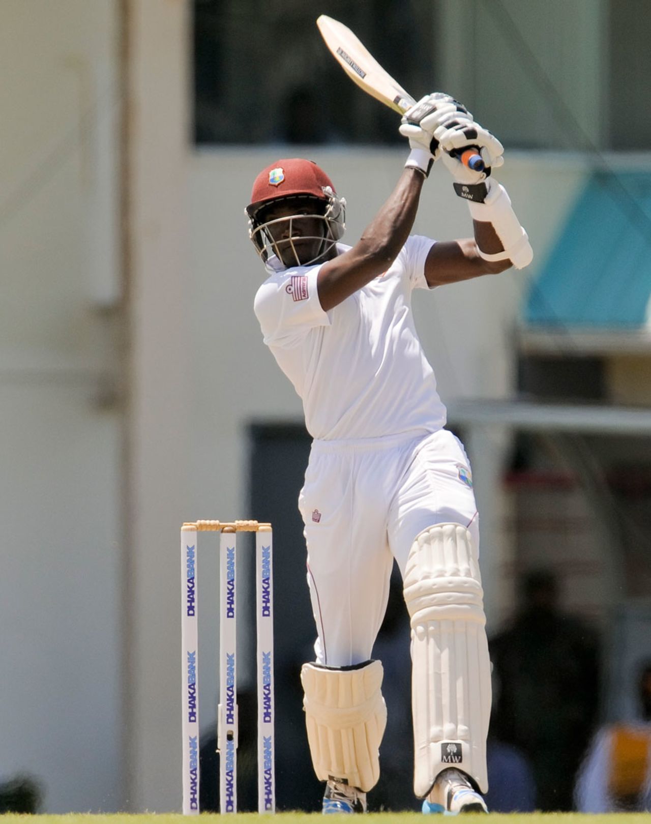 Jerome Taylor hammers one down the ground, West Indies v Bangladesh, 2nd Test, St. Lucia, 2nd day, September 14, 2014