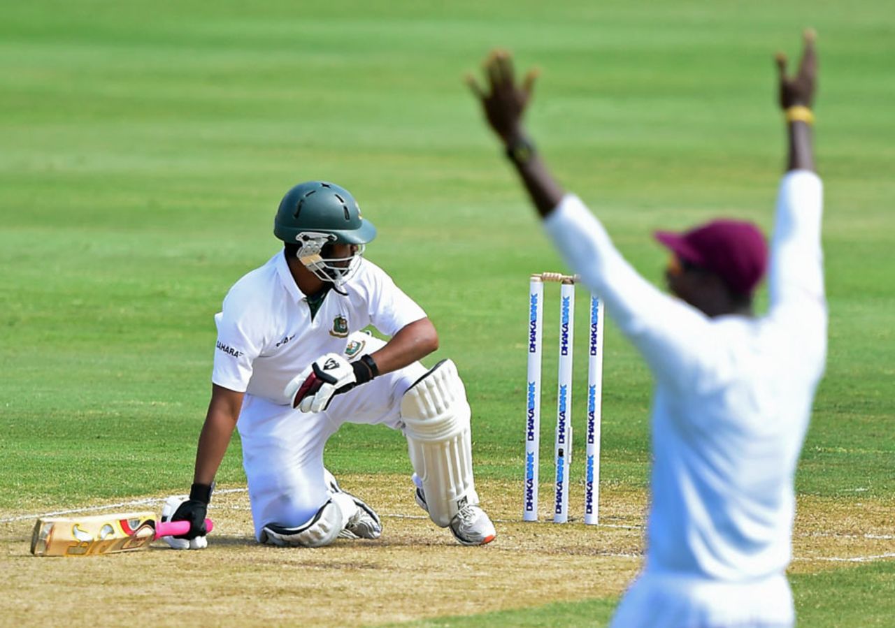 Tamim Iqbal top-scored for Bangladesh with 48, West Indies v Bangladesh, 2nd Test, St. Lucia, 2nd day, September 14, 2014