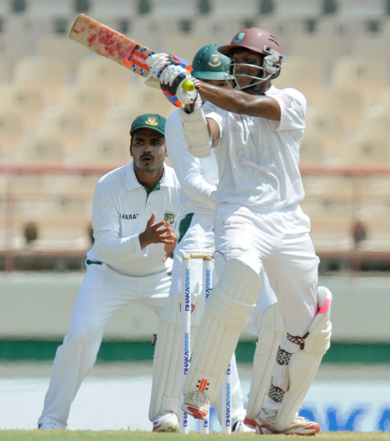 Shivnarine Chanderpaul pulls to square leg, West Indies v Bangladesh, 2nd Test, St. Lucia, 4th day, September 16, 2014