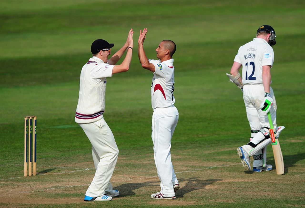 Alfonso Thomas removed Sam Robson in his second over, Somerset v Middlesex, County Championship, Division One, Taunton, 2nd day, September 16, 2014