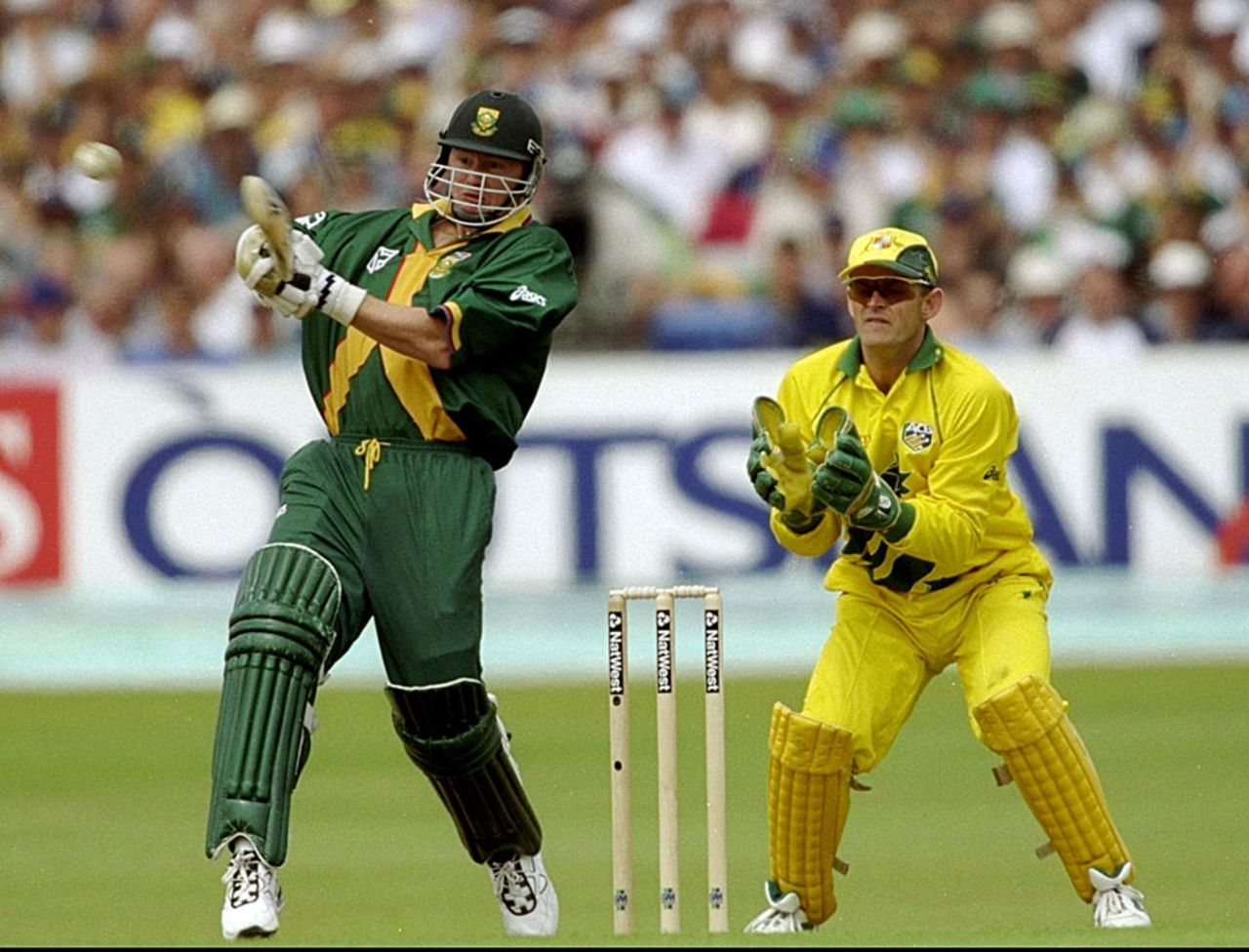 Lance Klusener goes for the big hit, Australia v South Africa, World Cup, Super Six, Headingley, June 13, 1999