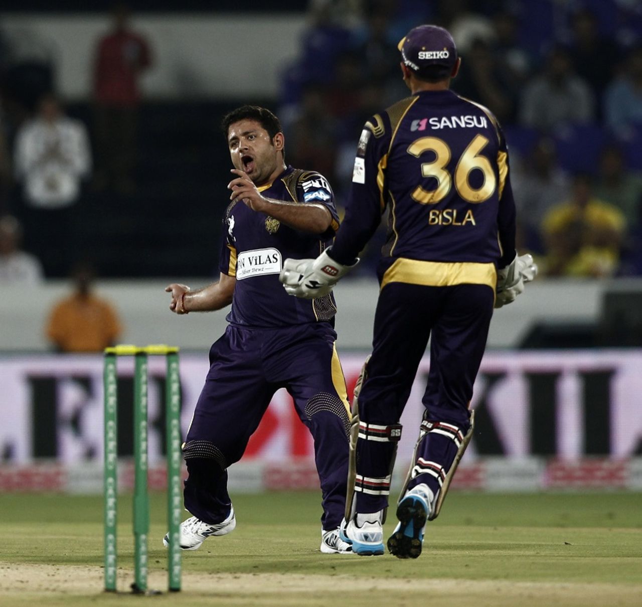 Piyush Chawla took two wickets, Chennai Super Kings v Kolkata Knight Riders, CLT20, Hyderabad, September 17, 2014