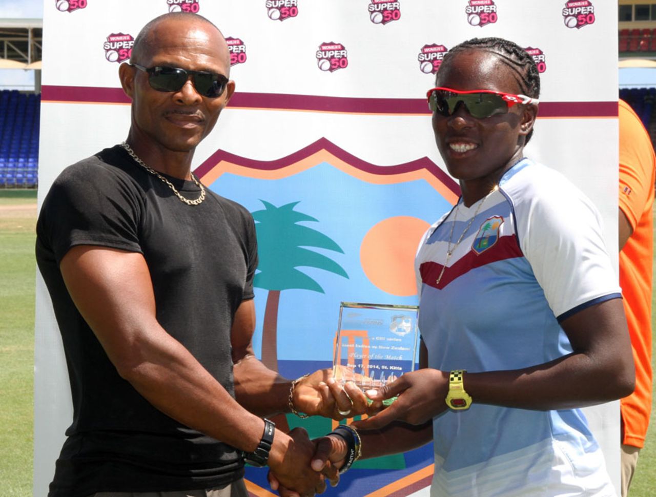 Shakera Salman won the Player-of-the-Match award for her 5 for 15, West Indies v New Zealand, 3rd women's ODI, St Kitts, September 17, 2014