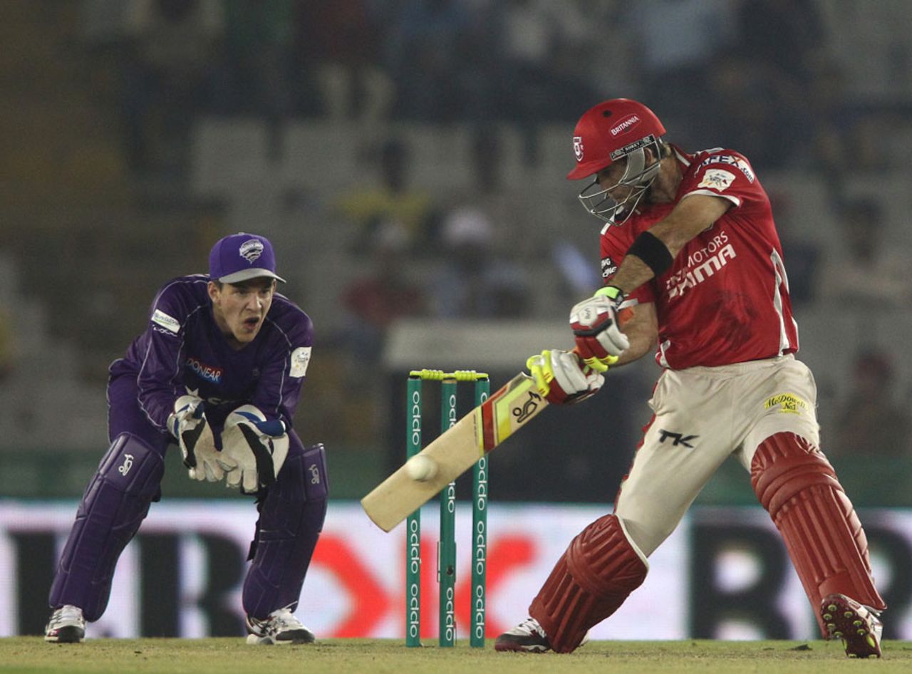 Glenn Maxwell turned the game around with his aggressive batting, Kings XI Punjab v Hobart Hurricanes, Champions League T20, Mohali, September 18, 2014