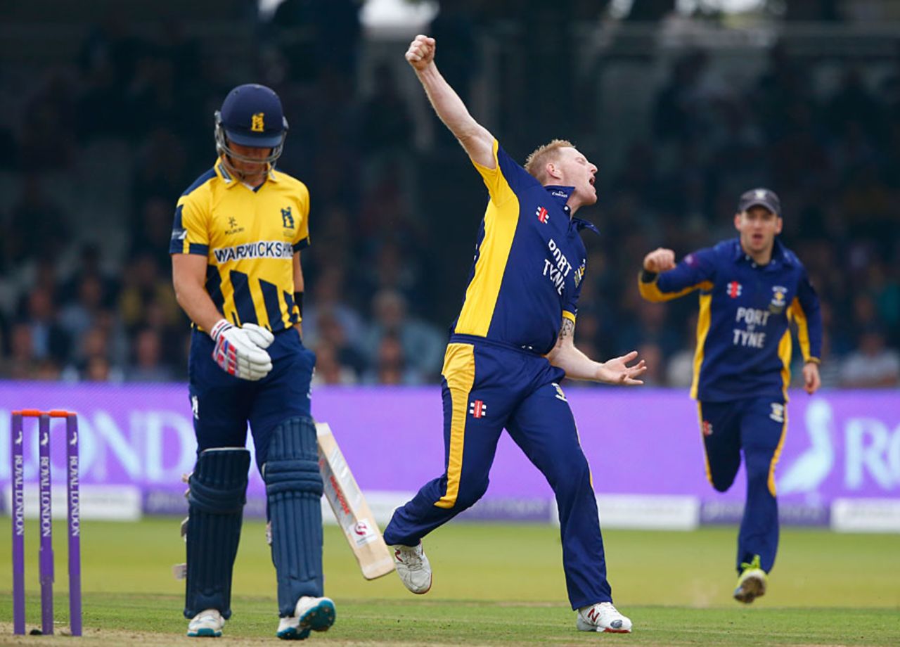 Ben Stokes bounced out Laurie Evans, Durham v Warwickshire, Royal London Cup final, Lord's, September 20, 2014