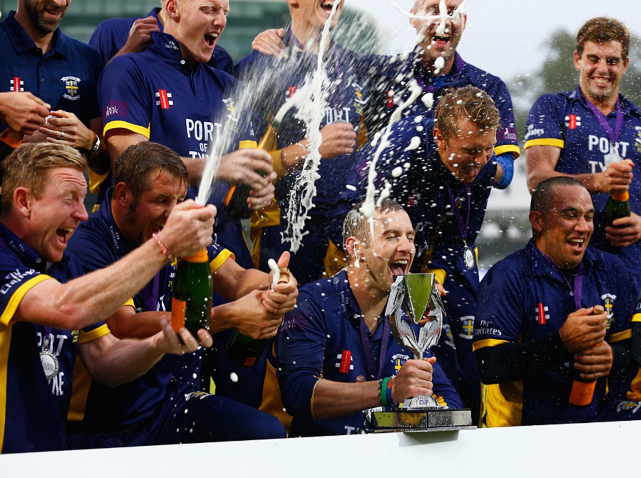 Durham celebrate with the trophy, Durham v Warwickshire, Royal London Cup final, Lord's, September 20, 2014