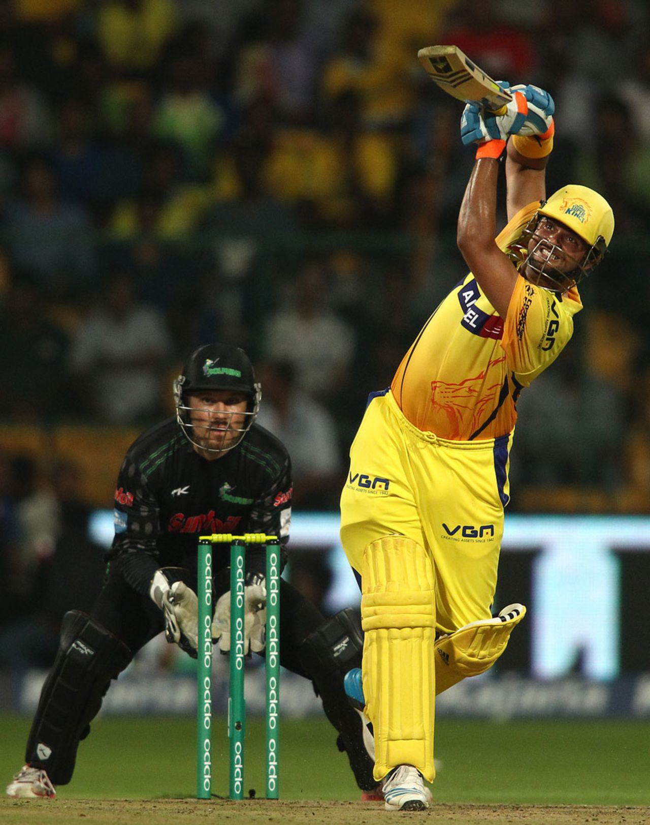 Suresh Raina goes over the top, Chennai Super Kings v Dolphins, CLT20, Group A, Bangalore, September 22, 2014