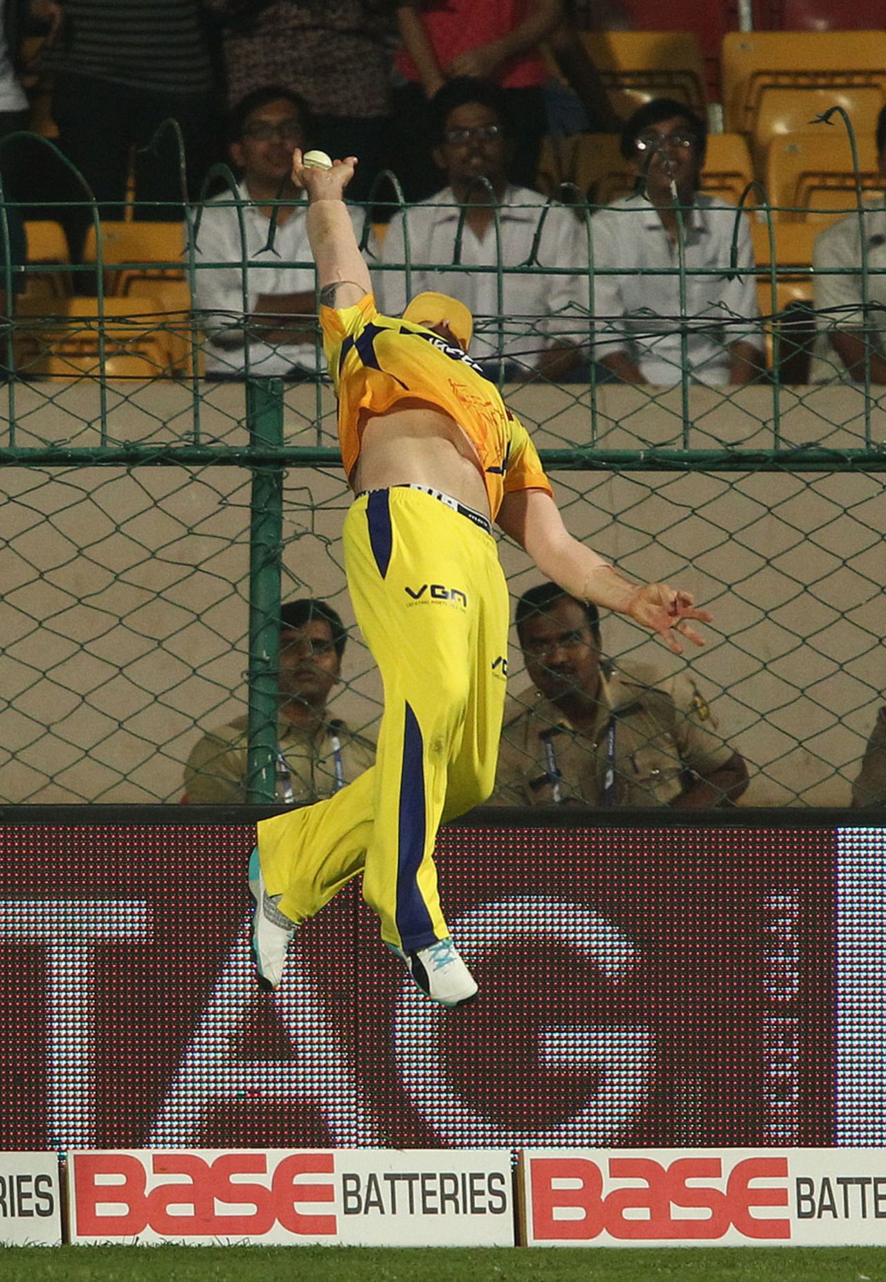 Part 2 - Brendon McCullum at full stretch, arching backwards as he catches the ball, Chennai Super Kings v Dolphins, CLT20, Group A, Bangalore, September 22, 2014