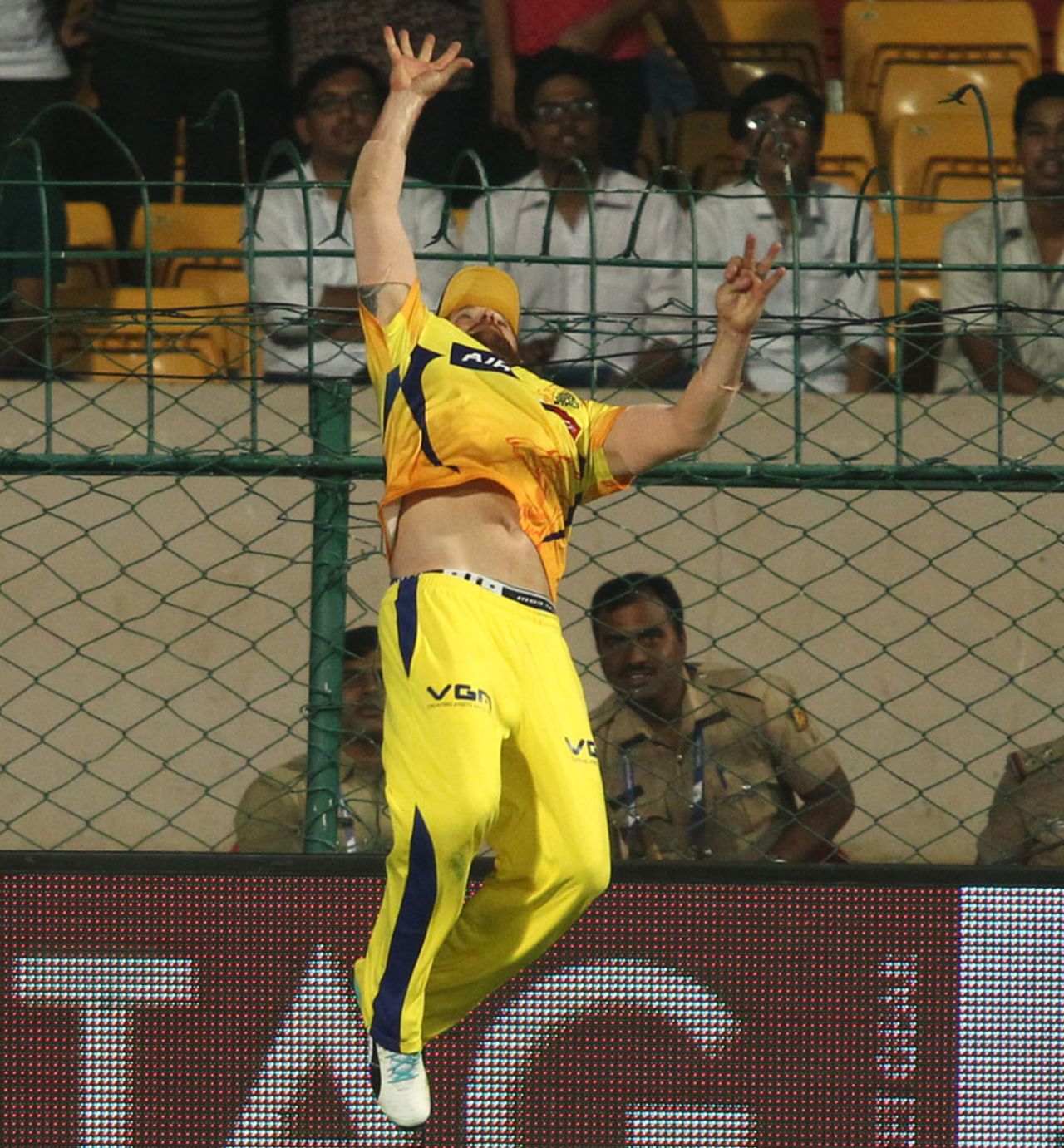 Part 1 - Brendon McCullum leaps backwards on the edge of the boundary, Chennai Super Kings v Dolphins, CLT20, Group A, Bangalore, September 22, 2014
