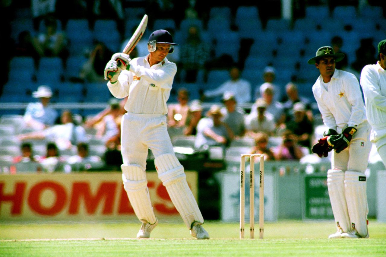 David Gower cuts, England v Pakistan, 3rd Test, Old Trafford, July 1992
