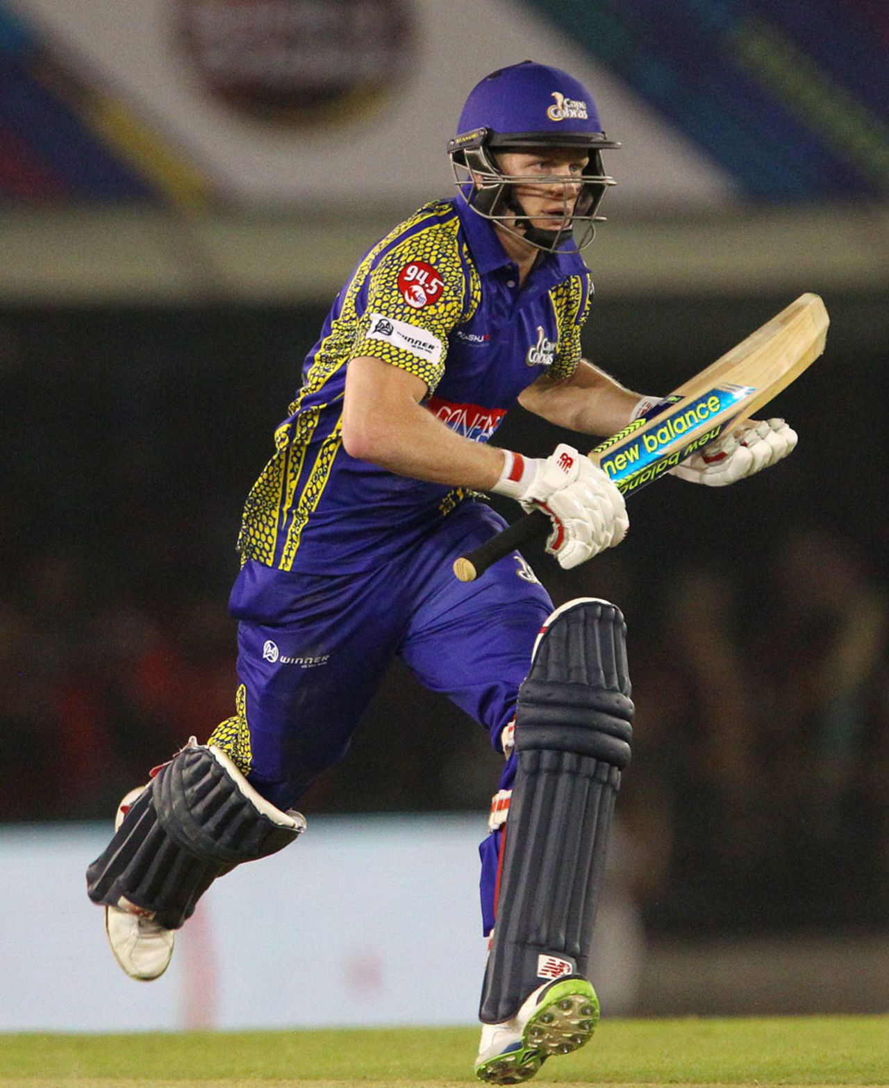 Sybrand Engelbrecht sets off for a run, Barbados Tridents v Cape Cobras, Champions League T20, Group B, Mohali, September 26, 2014