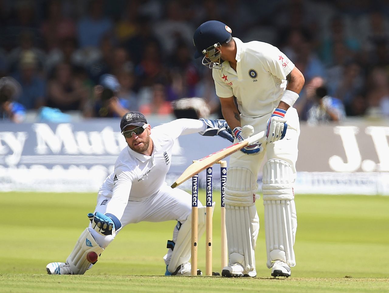 Matt Prior fumbles, England v India, 2nd Test, Lord's, July 17, 2014