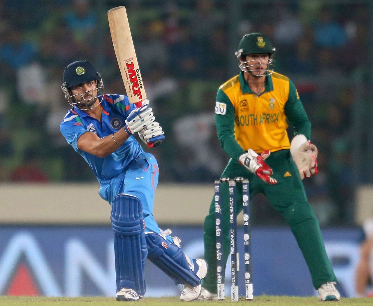 Virat Kohli plays to the on side, India v South Africa, World T20, semi-final, Mirpur, April 4, 2014