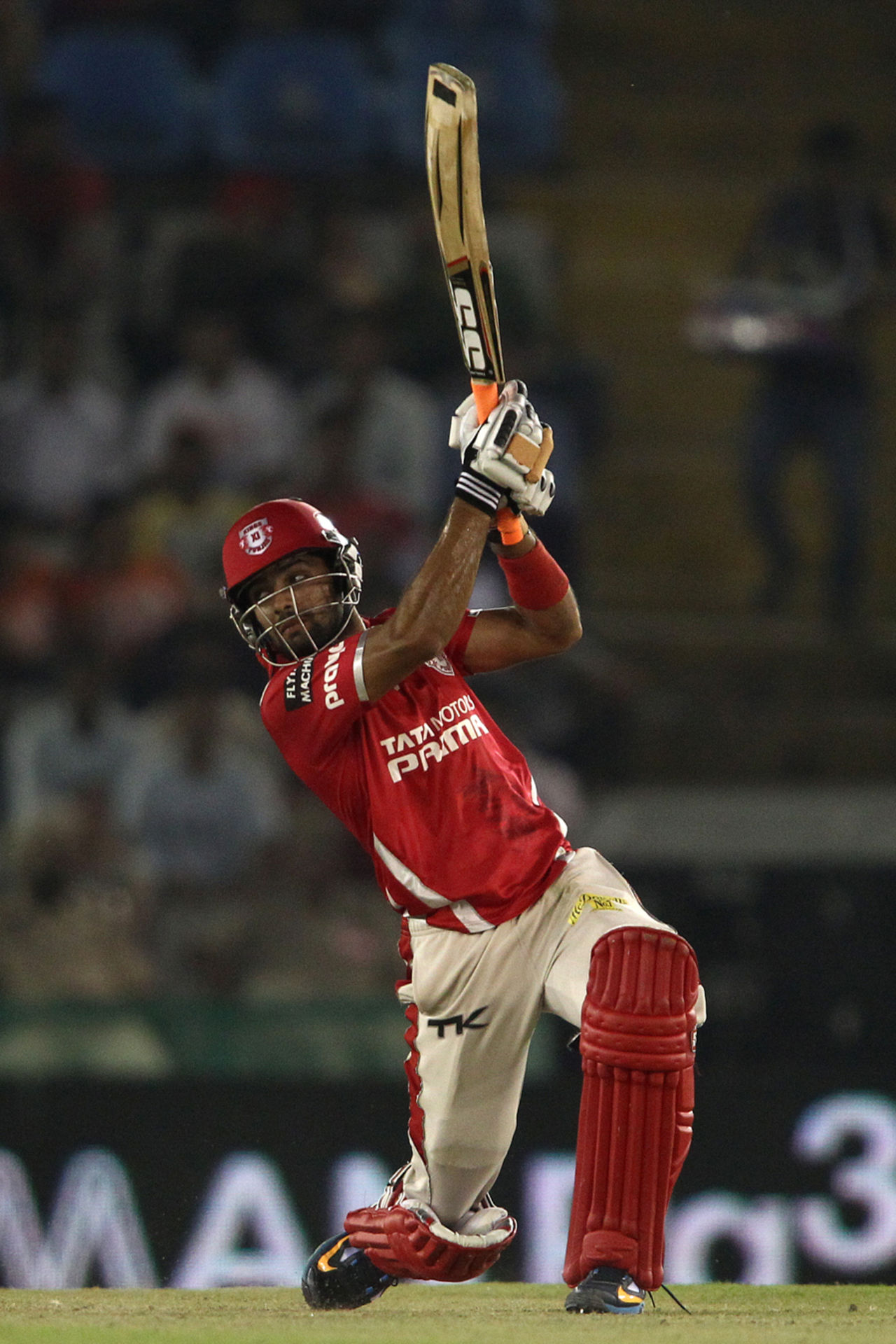 Manan Vohra carves one through the offside, Kings XI Punjab v Northern Knights, Champions League T20, Mohali, September 26, 2014
