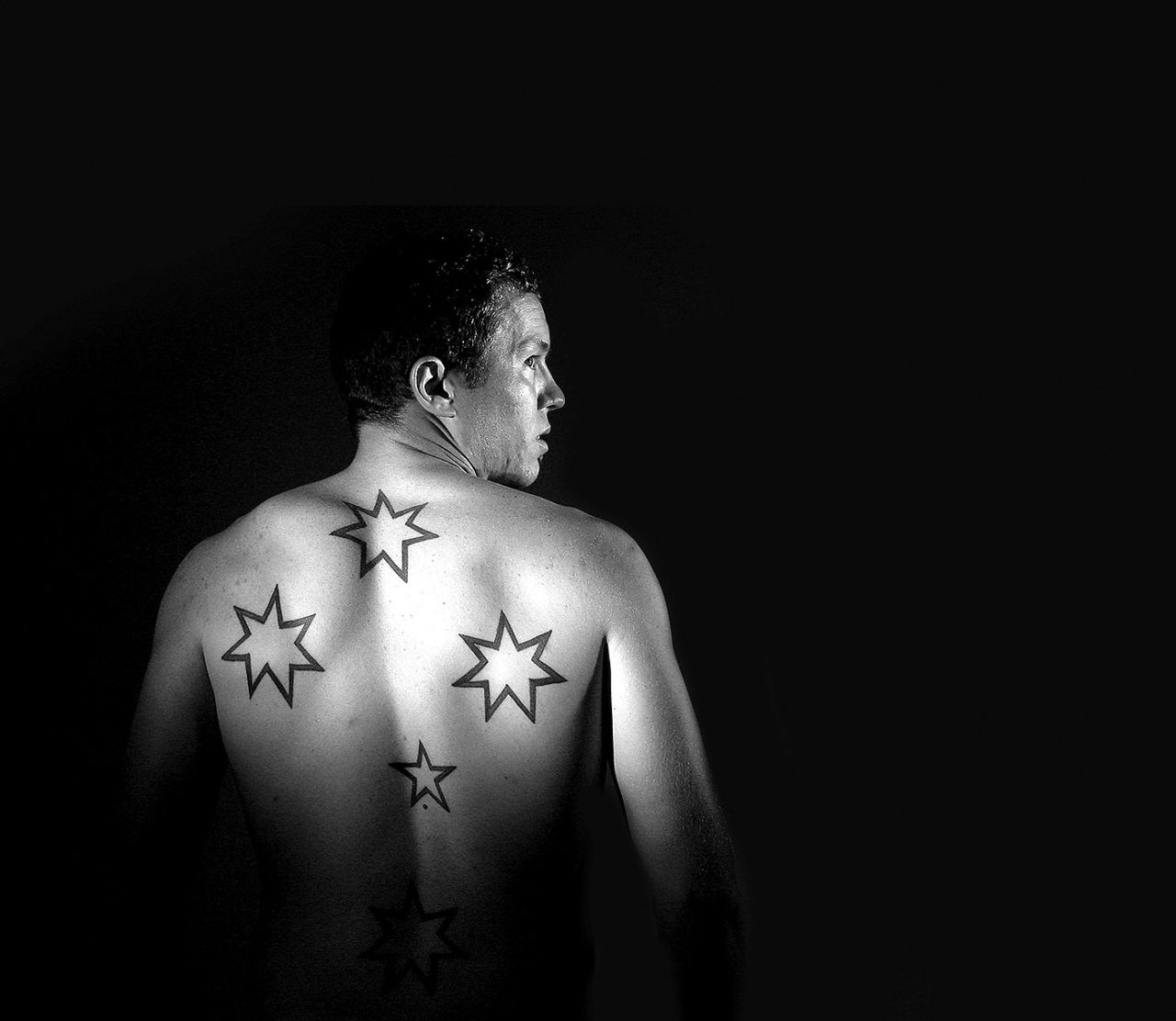 Peter Siddle shows his Southern Cross tattoo, March 13, 2009